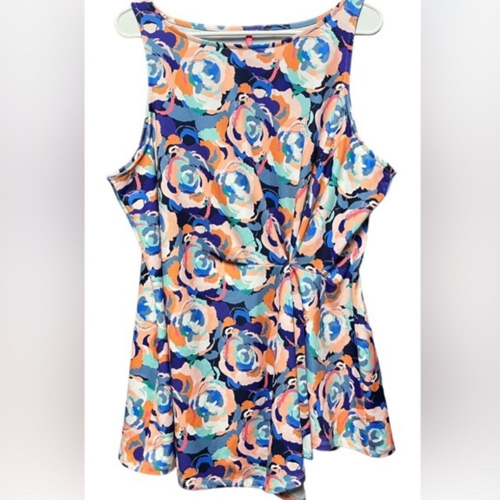 Ruby Ribbon Smudged Floral Tank Top XL